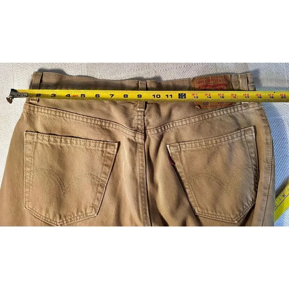 Vintage Levis 550 Khaki Tan Jeans USA 90s Size 36 X 30 Relaxed Fit